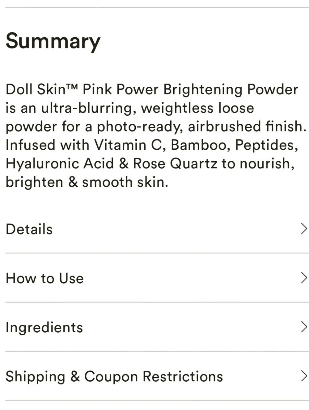 NIB DOLL 10 DOLL SKIN PINK POWER BRIGHTENING POWDER